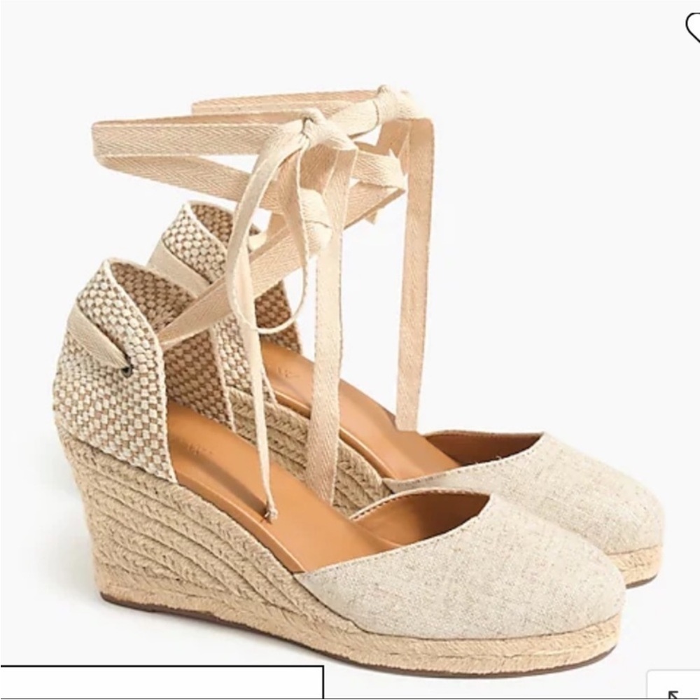 J. Crew Factory NEW Canvas Ankle-Wrap Espadrille Wedges - Size 8